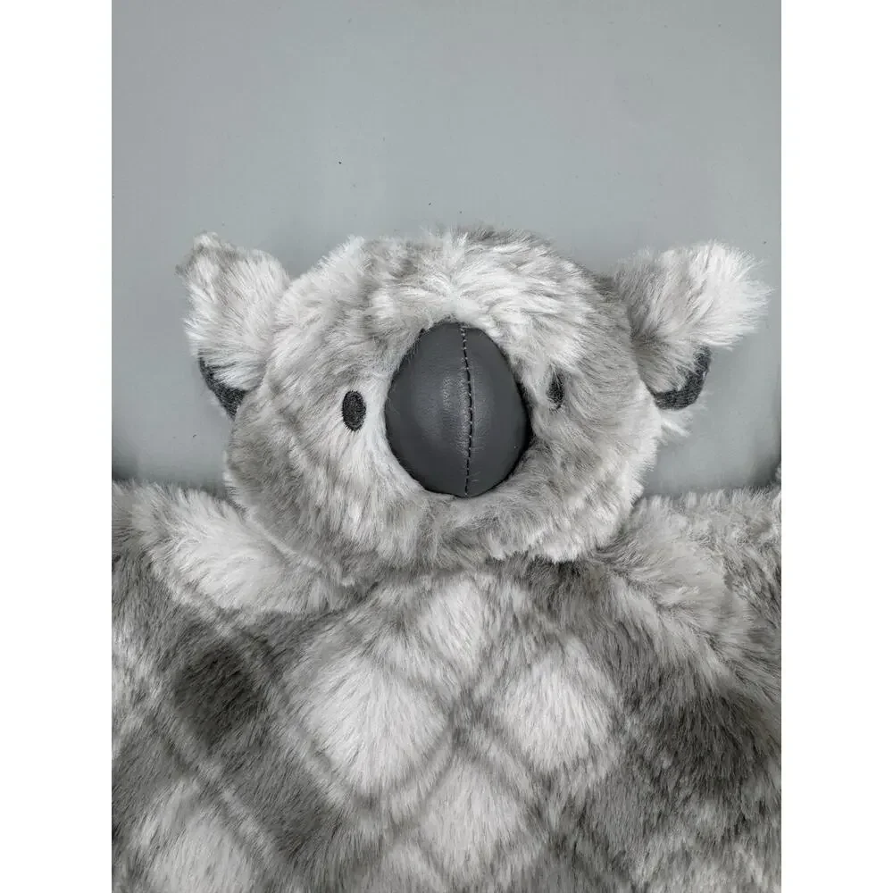 Demdaco Koala Bear Lovey Rattle Plush Baby Gray‎ Plaid Security Blanket W/ Heart